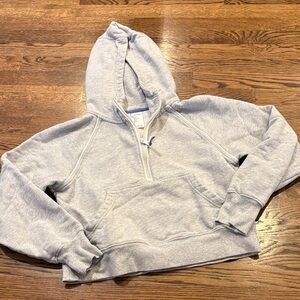 Aerie Offline Gray Half-Zip Hoodie, cropped, pockets, xS